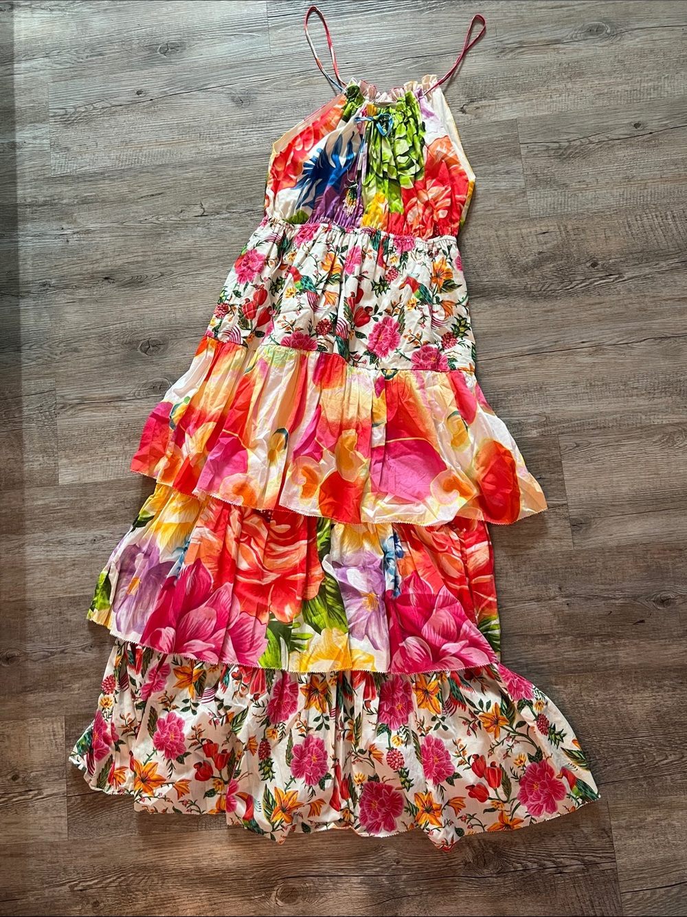 FARM Rio Multicolor Floral Tiered Maxi Dress